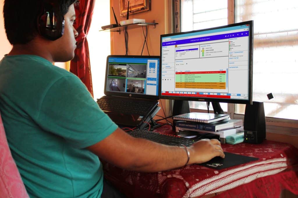 a security person working at a computer